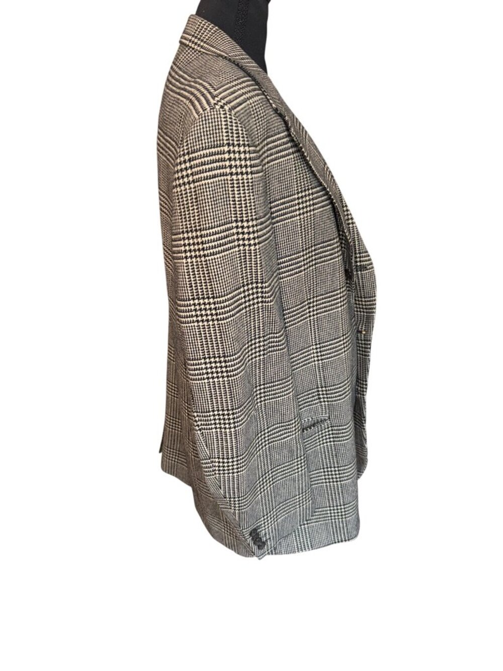 Talbots Mens 44 Wool Cashmere Blend Houndstooth Plaid Blazer Jacket Sustainable - Picture 4 of 15